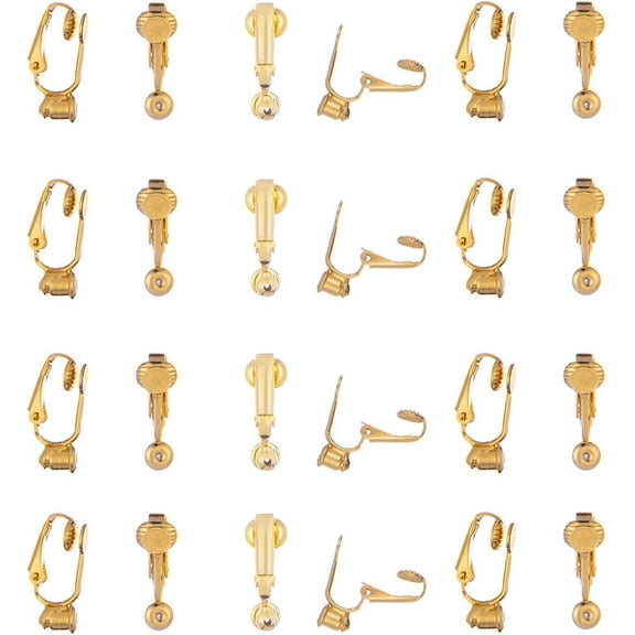 24 Pieces Earring Clip Backs Clip on Earrings Converter with Post for Non-Pierced Ears