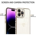 thumbnail image 3 of Compatible with iPhone 14 Pro Max 6.7 Inch for Women Girls Luxury Plating Love Heart Cute Phone Cover Slim Soft TPU Shockproof Anti-Scratch Case for iPhone 14 Pro Max-White, 3 of 10