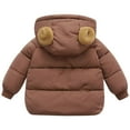 thumbnail image 4 of Jackets for Girls Toddler Kids Boys Girls Cute Solid Color Plush Cute Winter Thick Casual Keep Warm Hooded Coat Jackets Winter Down Coats Coffee 2T, 4 of 4