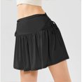 thumbnail image 3 of WIZUTIZ Golf Skirts for Women Sports Comfy Stylish Skinny Flowy Skorts Pleated Spandex Elastic High Waist A Line Dress Fake Two Piece Trouser Skorts Solid Mini Skirt for Ladies Travel Black, 3 of 6
