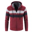 thumbnail image 1 of Bigersell Women's Cardigan Sweater Fall Cardigan Fall and Winter Men's Color Matching Plus Velvet Hooded Fall Cardigan Female Faux Fleece Jacket, 1 of 3
