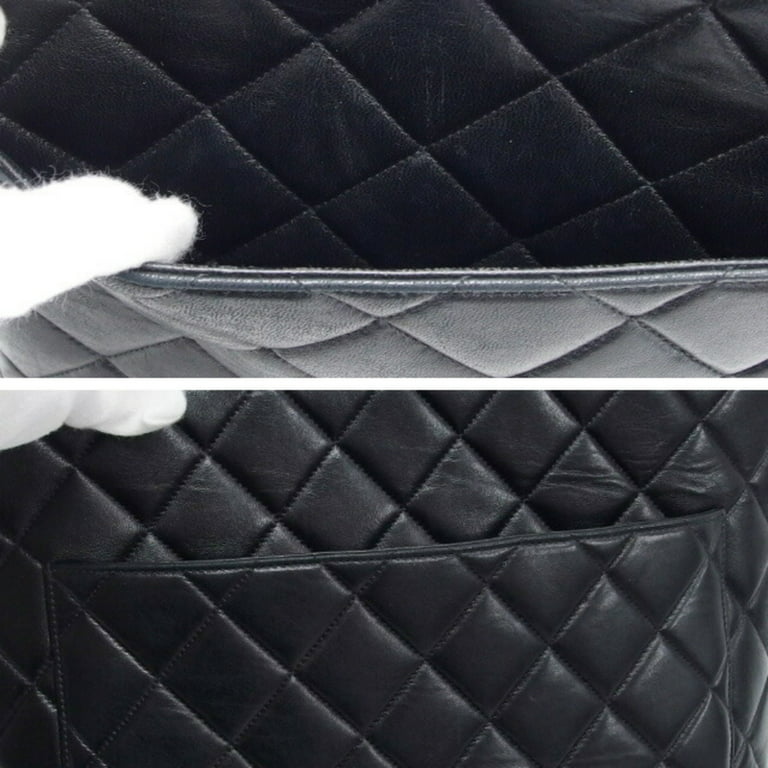 Chanel Vintage Maxi Jumbo 34 Quilted Matelasse XL Lambskin Crossbody flap  Bag CC