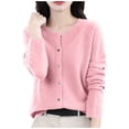 thumbnail image 3 of Women's Button Cardigan Sweaters Long Sleeve Soft Knit Tops Casual Round Neck Solid Lightweight Cozy Sweater, 3 of 5