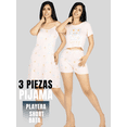 thumbnail image 4 of Set Pijama 3 Piezas Mujer Verano Bata Top y Short, 4 of 5