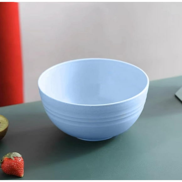 Zhuge sopa de arroz para niños de paja de trigo para el hogar Cuenco de fideos instantáneos anticaída para dormitorio Cuenco pequeño de plástico para Cuenco para ensaladas (azul, 15 cm)