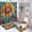 style-283, variant on 4 Piece Bathroom Rug Set with Shower Curtain with Non-Slip Rugs Toilet Lid Cover And Bath Mat Folk Art Illustrations Sunflowers Vintage Farmhouse Summer Fall Autumn Harvest Sunflowers
