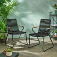 thumbnail image 4 of Noble House Chaise de Club Tressée en Corde pour Extérieur en Noir (Ensemble de 2), 4 of 12