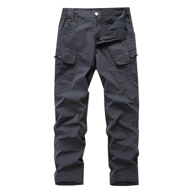 Puntoco Pantalones casuales largos para hombre Pantalones casuales de moda para hombre de color sólido con bolsillos y cremallera Pantalones largos
