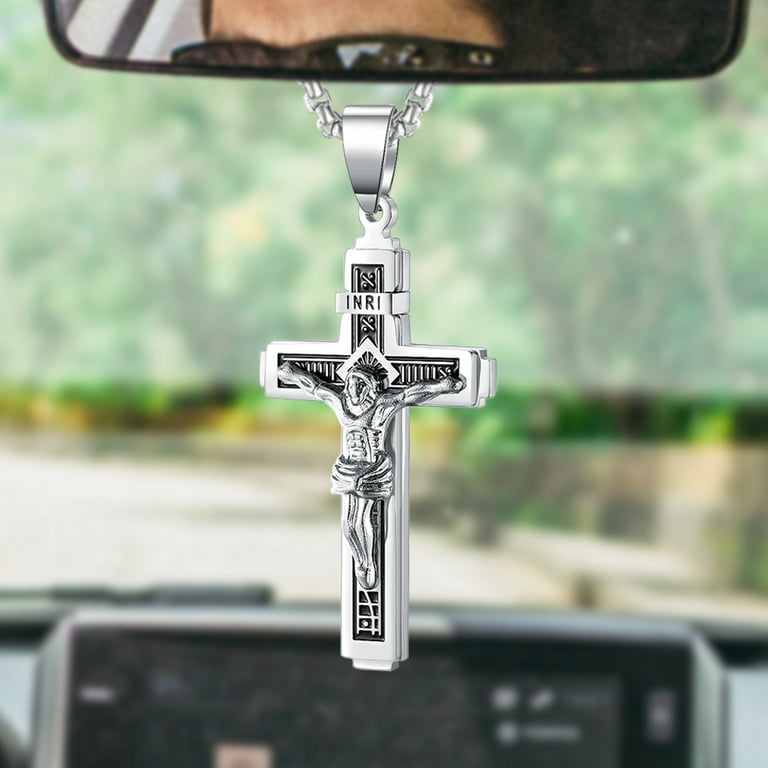 4 Pcs Rearview Mirror Car Rosary, FineGood Car Hanging Accessories Cross  Beads Rear View Mirror Accessories Blessing Car Mirror Decoration