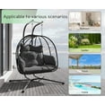 thumbnail image 4 of Bifanuo Double Wicker Swing Egg Chair Hammock Foldable Hanging Loveseat with Stand, UV Resistant Removable Cushions, 700LBS Capacity for Bedroom, Balcony (Black and Grey), 4 of 7