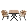 thumbnail image 5 of 5 Pieces Outdoor Patio Dining Set, Outdoor Contemporary Acacia Wood Table and Chairs Set for Garden & Poolside, Yellow, 5 of 10