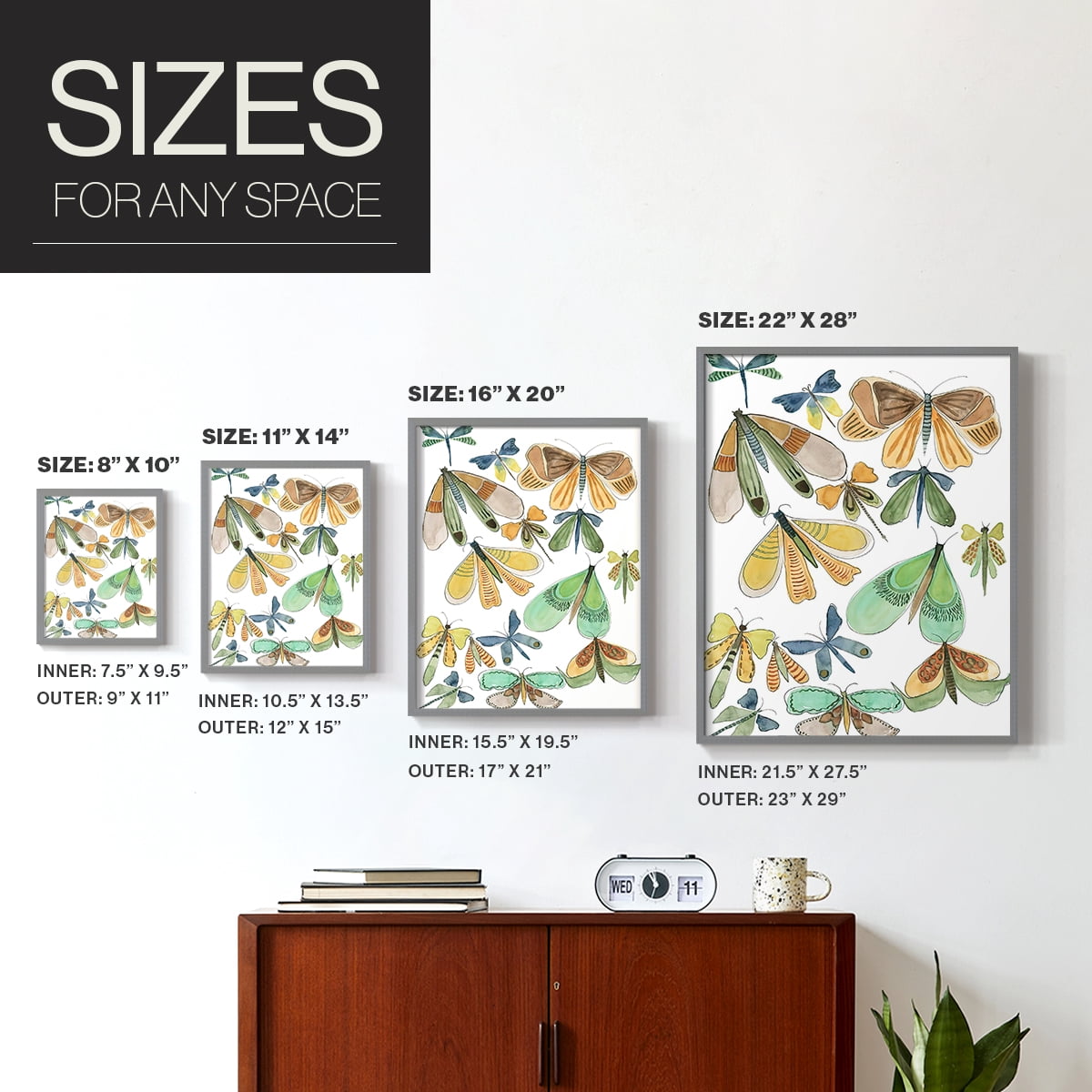 Wings Galore II Framed Print - Solid Wood in Single Picture Frame Solid Wood 2 Framed Print