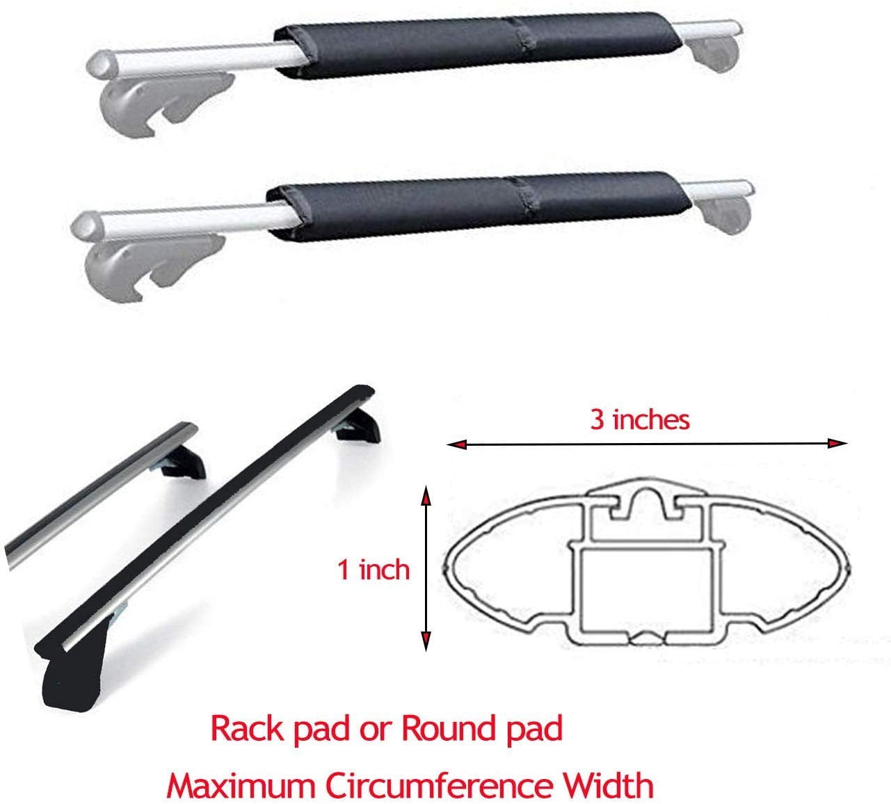 COR Surf Aero Roof Rack Pads for Paddleboard, Kayak, Surfboards, SUP, Snowboard, Paddleboard and Canoe | for Wide Aero Style Bars (Black, 28" Wide)