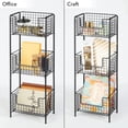 thumbnail image 6 of mDesign Steel Freestanding 3-Tier Storage Organizer Tower with Baskets - Black, 6 of 7