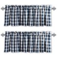 thumbnail image 1 of Aiking Home Window Valances - 2-Panels Picnic Checkered Pattern Kitchen Valances With 2.5-Inch Rod Pocket For Small Windows Polyester (56X14 Inch Navy/White), 1 of 3