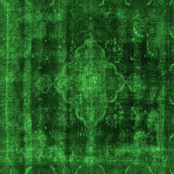 Ahgly Company Indoor Square Abstract Green Modern Area Rugs, 4' Square