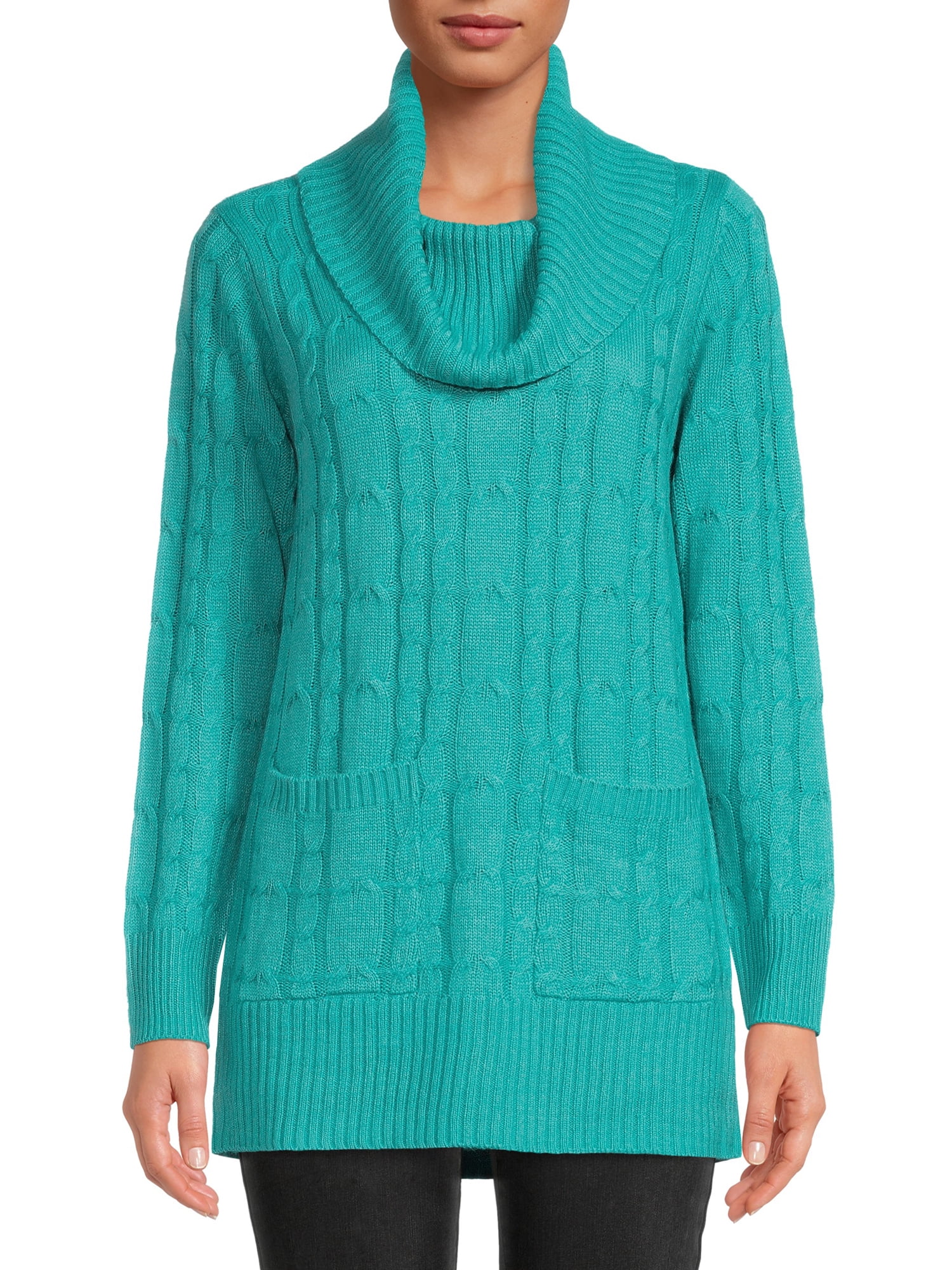 Heart N Crush Women's Cowl Neck Tunic Sweater with Pockets - Walmart.com