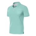 thumbnail image 4 of Mens Polo Shirts Short Sleeve Solid Color Golf Shirts for Men Casual Summer Classic Collar Shirts with Pocket, 2XL, 4 of 5