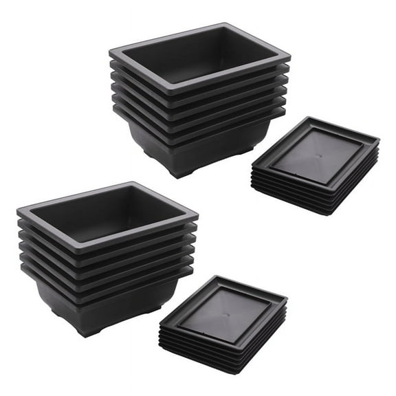 12-Piece Bonsai Pots-Classic Deep Wet Tray with Built-In Mesh-For Plants, Flowers, Herbs, Plastic Square Pots