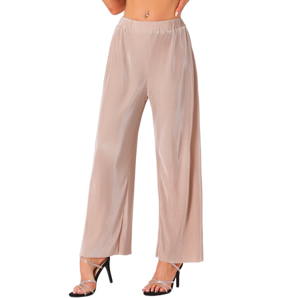 Pantalones de pierna ancha de mujer Inspire Chic, de cintura alta, elásticos, para fiesta, talla XL, color rosa