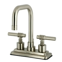 Kingston Brass KS6648ML Double-Handle 3-Hole Deck Mount 4-Inch Centerset Bathroom Faucet with Brass Pop-Up in Brushed Nickel