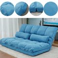 thumbnail image 2 of Chaise Lounge Sofa, Foldable Lazy Sofa Floor Chair with Two Pillows, Adjustable Floor Couch and Sofa for Living Room and Bedroom, Double Chaise Lounge Sofa Chair for Gaming Sleeper Reading, 2 of 9