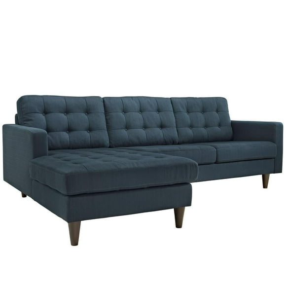 Modway Empress Upholstered Fabric Left-Facing Sectional Sofa in Azure Blue