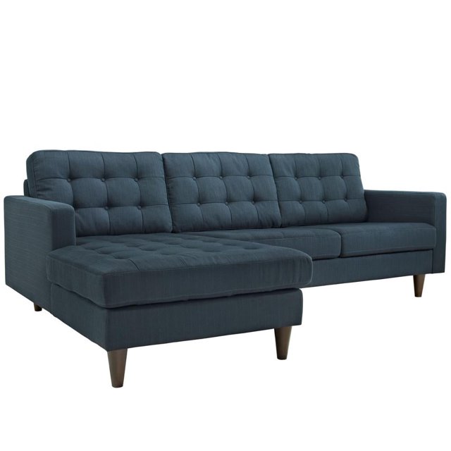 Modway Empress Upholstered Fabric Left-Facing Sectional Sofa in Azure Blue