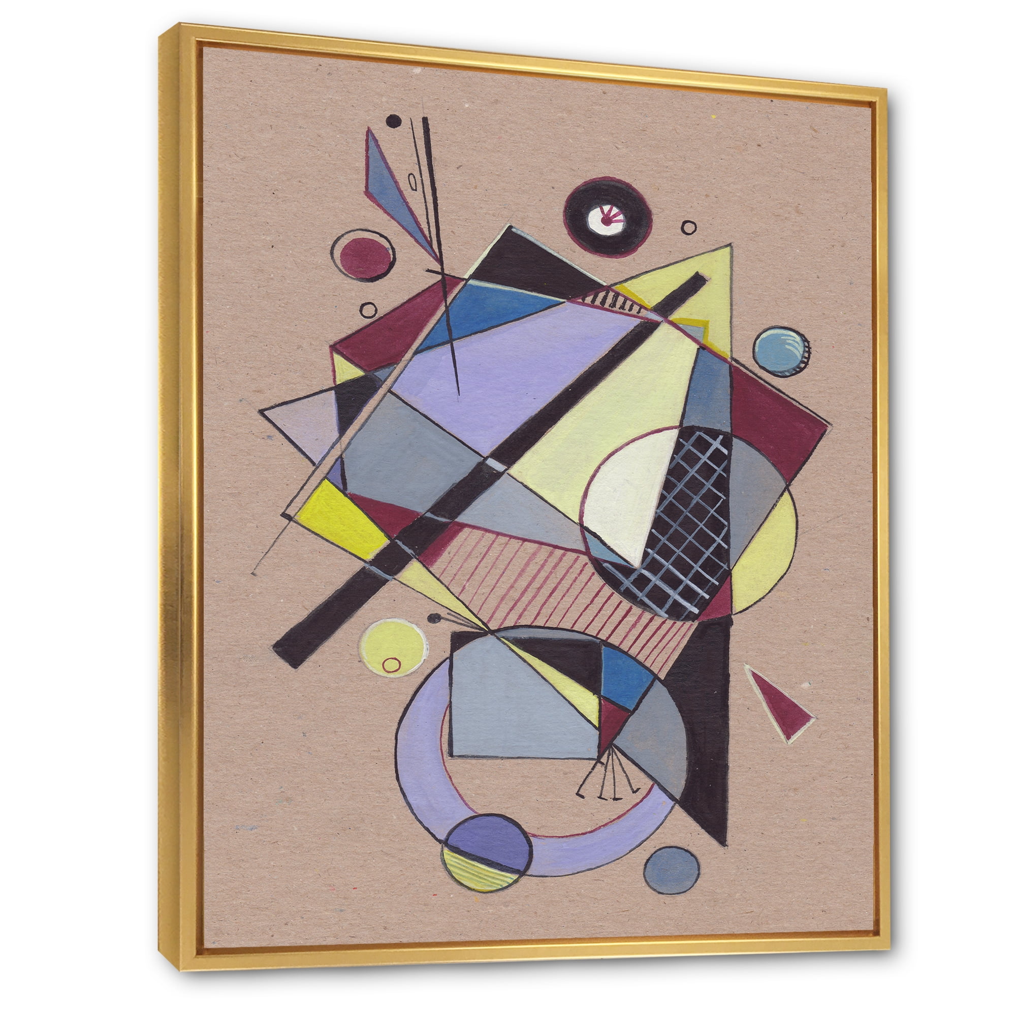 Designart 'Abstract Compositions Of Colored Geometric IV' Modern Framed Canvas Wall Art Print