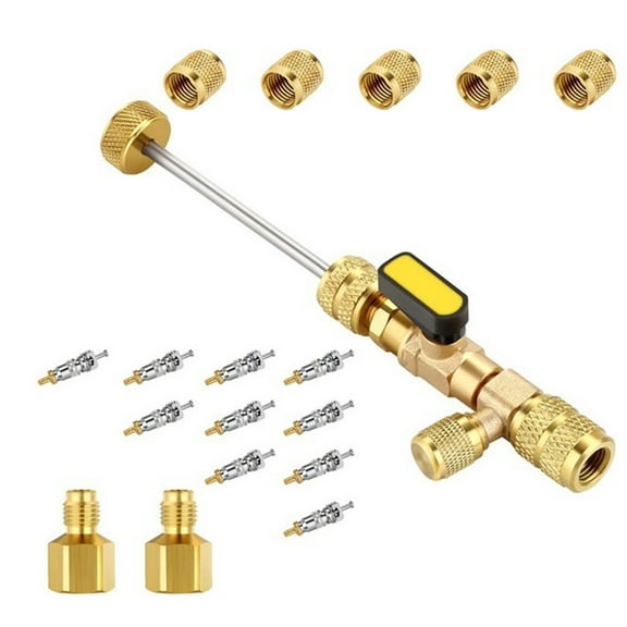 RUISINERY Cores Remover Installer with Double Size 1/4 & 5/16 Port Air Conditioning Line Repair Tool for HVAC R22 R410A