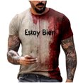 thumbnail image 1 of Halloween T Shirt Men's Casual Round Neck Blood Splatter Pattern Tops Horror Bloody Printed Short Sleeve Tops, 1 of 5