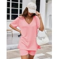 thumbnail image 5 of Avidlove Women Pajamas Set Oversized 2 Piece Lounge Sets Deep V Neck T-Shirts Tops with Biker Shorts Set Side Slit Workout Tracksuit S-XXL, 5 of 8