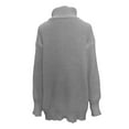 thumbnail image 4 of Herrnalise Womens 2024 Turtleneck Sweaters Cable Knit Long Sleeve Pullover Sweater Jumper Gray,XL, 4 of 5