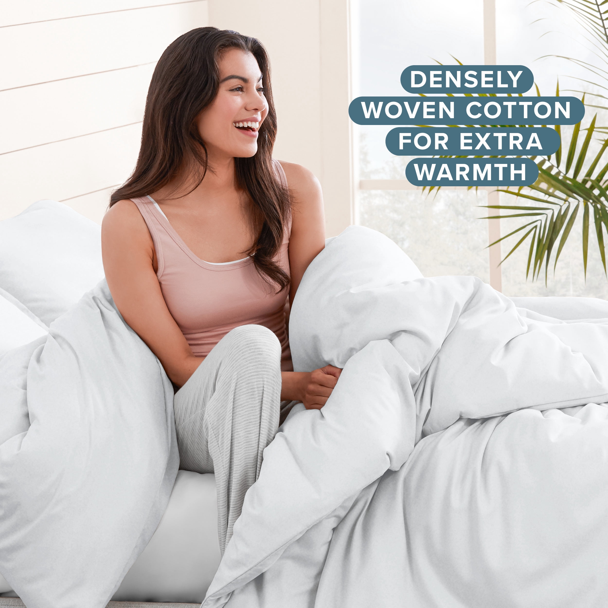 Bare Home Flannel Duvet Cover Set - 100% Flannel Cotton - Double Brushed - Cal King, White