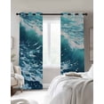 thumbnail image 4 of Teal Blue Beach Coastal Blackout Curtains for Bedroom Living Room Darkening Curtains 90 Inch Nautical Abstract Watercolor Black Out Window Curtain Privacy Window Treatment Grommet Drapes 52"x90"x2, 4 of 9