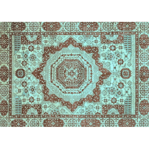 Ahgly Company Indoor Rectangle Abstract Light Blue Modern Area Rugs, 4' x 6'