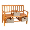 thumbnail image 5 of Evergreen Storage bench with 3 drawers with rattan weaving, 5 of 8