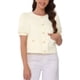 thumbnail image 1 of CHAQUETA DE TRABAJO ABIERTO EN FRONTAL DE MANGA CORTA PUFF DE TWEED PARA MUJERES CHIC DE VERANO XL BEIGE, 1 of 6