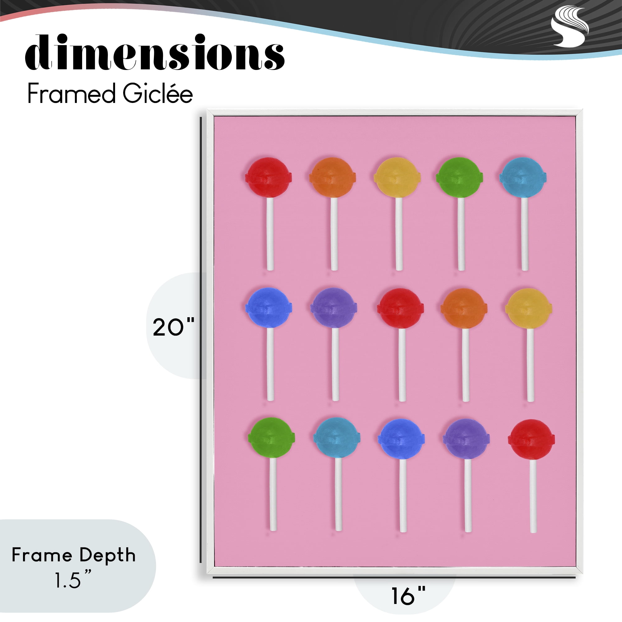 Stupell Industries Rainbow Lollipop Grid White Framed Giclee Art, design by LISH Creative