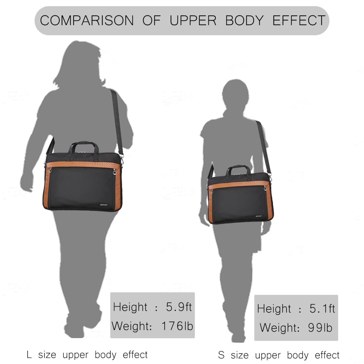 BE SMART 15.6 Inch Laptop Case for Women, Computer Bag Carrying Briefcase with Shoulder Strap