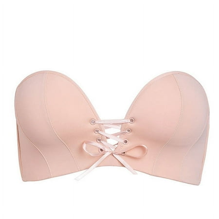 SMihono Sales Strapless Bra for Women Non-Slip Plunge Push Up Padded Bandeau Bra Wireless Tube Top Bra with Convertible Straps Khaki 8