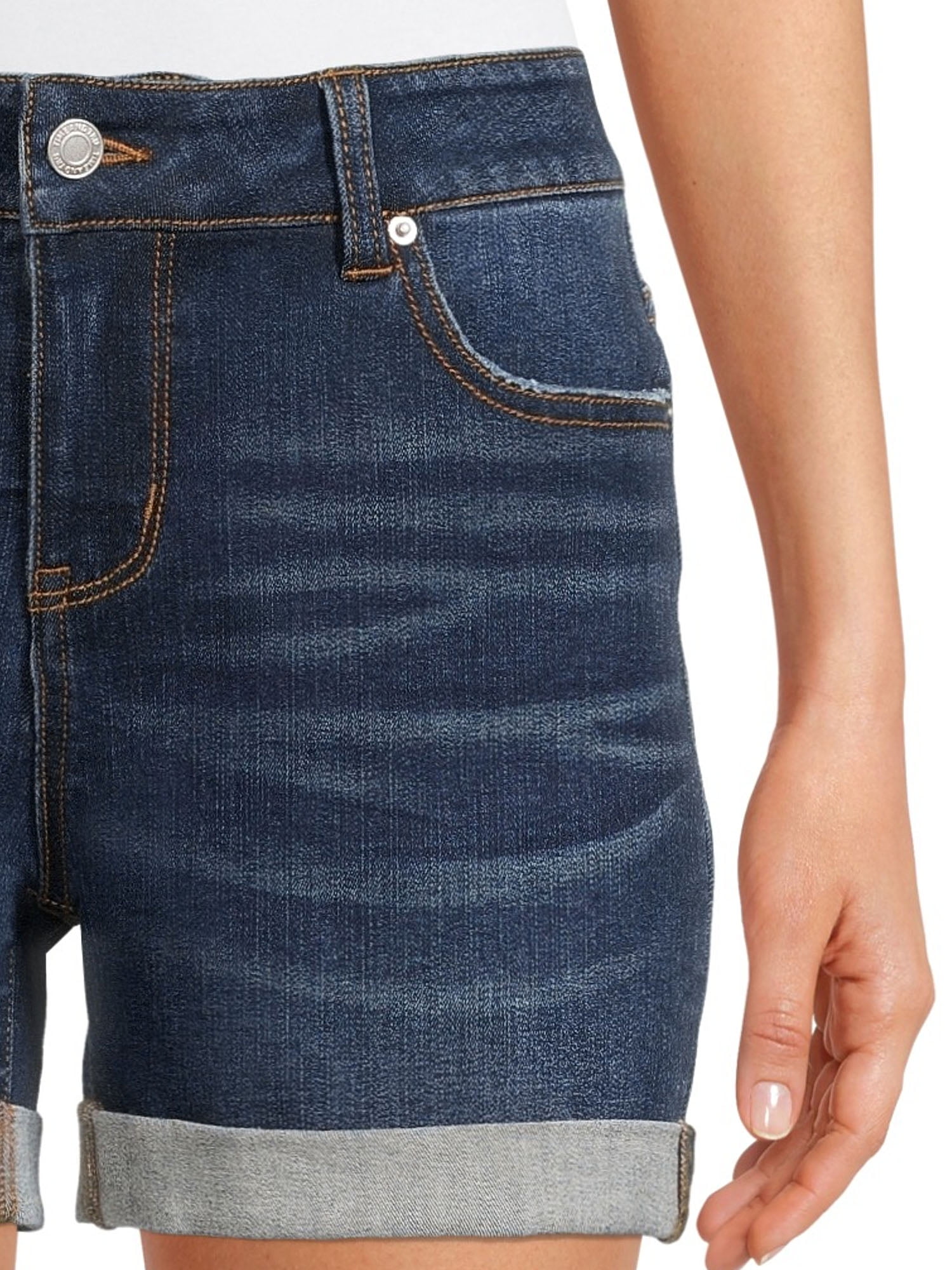 Time and Tru Women's Mid Rise Cuffed 4" Denim Short