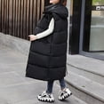 thumbnail image 4 of Gamivast Long Quilted Vest for Women Hooded Loose Button Down Sleeveless Padded Jacket Winter Casual Zip up Coats with Pockets Trendy Work Solid Outerwear 2025, 4 of 7
