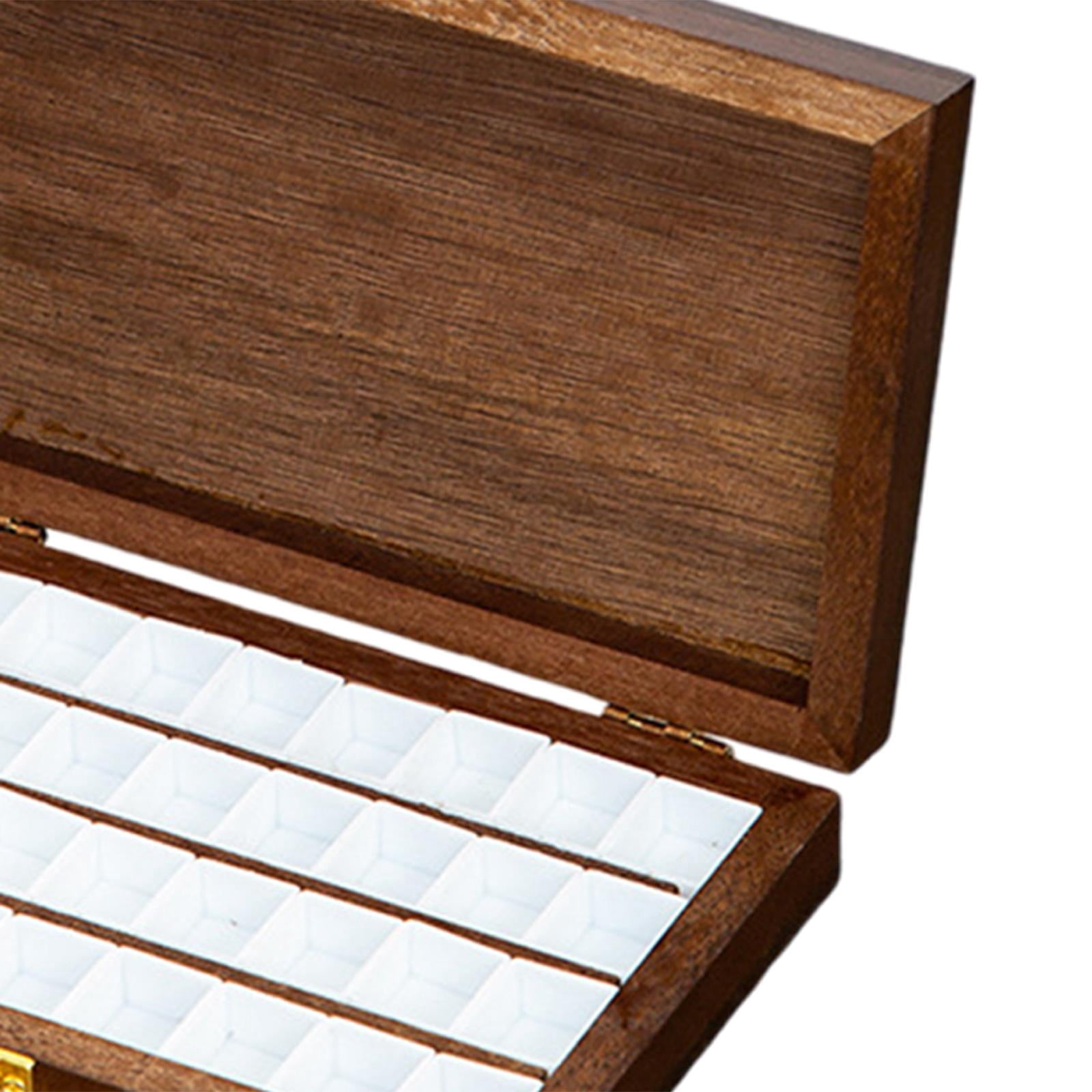Milageto Watercolor Paint Box Empty Palette Box Wooden Watercolor Paint Storage Box Paint 36 Grids