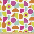 thumbnail image 1 of Geometric Fabric by the Yard, Colorful Energetic and Modern Design of Abstract Shapes, Decorative Upholstery Fabric for Chairs & Home Accents, Hot Pink Orange by Ambesonne, 1 of 5