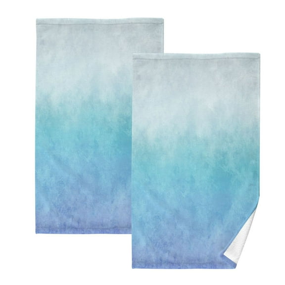 Gradient Set of 2 Pure Cotton Towels, 16'' x 28'', Highly Absorbent and Soft