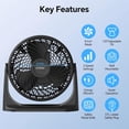 thumbnail image 3 of Shinic 8" Turbo Fan, 3-Speed Air Circulator, High Velocity, Adjustable Tilt, Wall-Mountable Desk Fan, 3 of 9