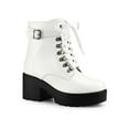 thumbnail image 1 of Unique Bargains Women's Chunky Heel Platform Ankle Combat Boots, 1 of 8