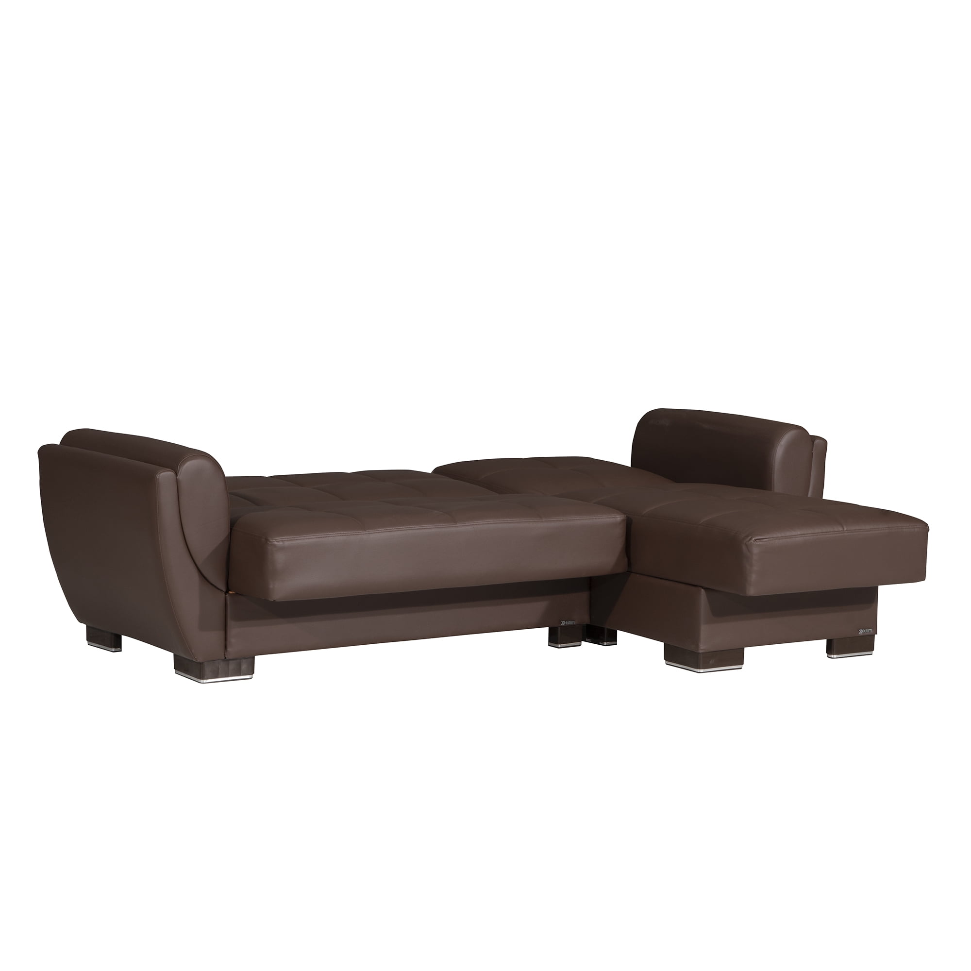 Ottomanson Origins Air Modern Convertible L-Shaped Sectional Sofa, Brown Color Leatherette