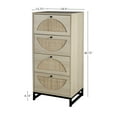 thumbnail image 2 of Natural Rattan 4 Drawer Dresser Set of 2, Tall Rattan Cabinet with Metal Base, Rattan Cabinet Storage Tower, Wooden Bedside Table, Sofa Table, Entrance Hallway Shoe Cabinet Furniture for Living Room, 2 of 4